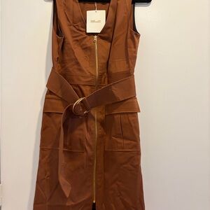 Diane Von Furstenberg NWT Brown Belted Midi Dress